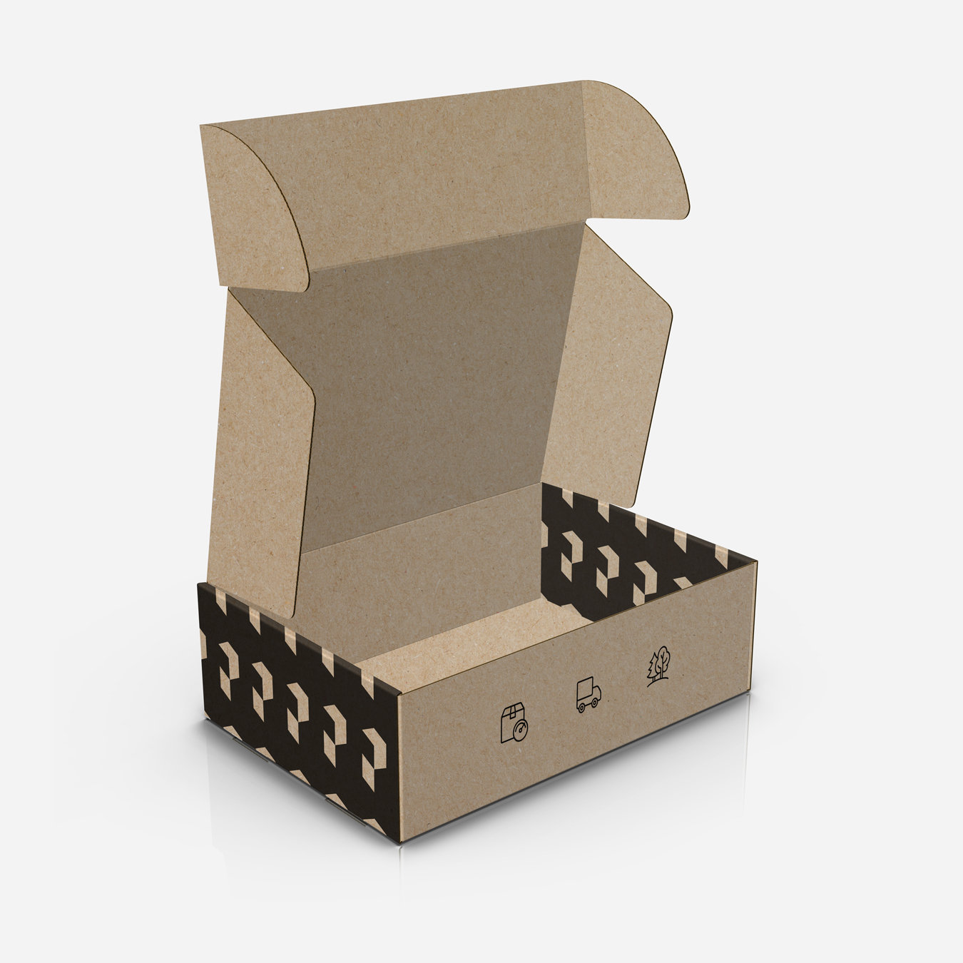 Pudełko fasonowe z nadrukiem czarnym – ekologiczne opakowanie do wysyłki z własnym nadrukiem.